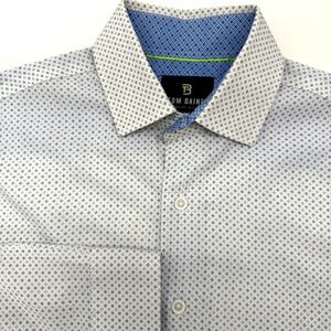 Tom Baine‎ Slim Fit Performance Men's Long Sleeve White Geometric S Button Up